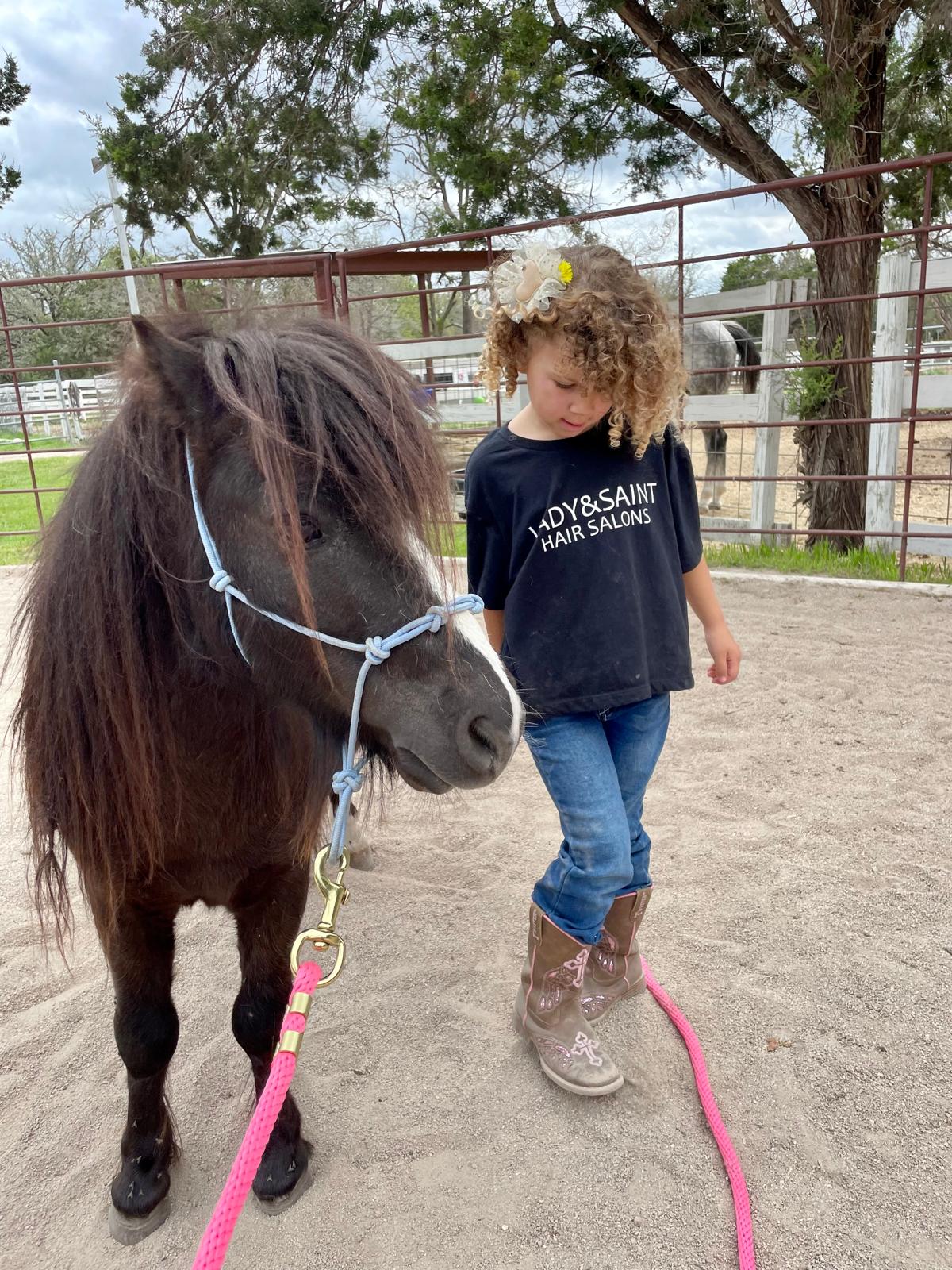 A young visitor with a pony
